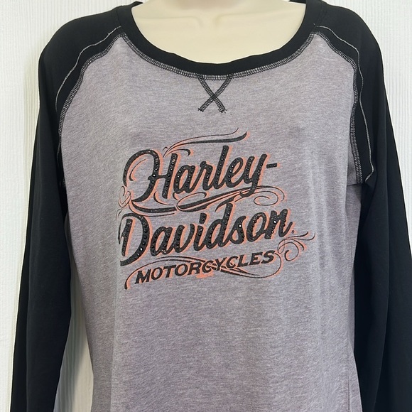 Harley Davidson - Sparkly HD Logo Soft Light Long Sleeve Urbana IL Shirt Medium - Picture 3 of 10